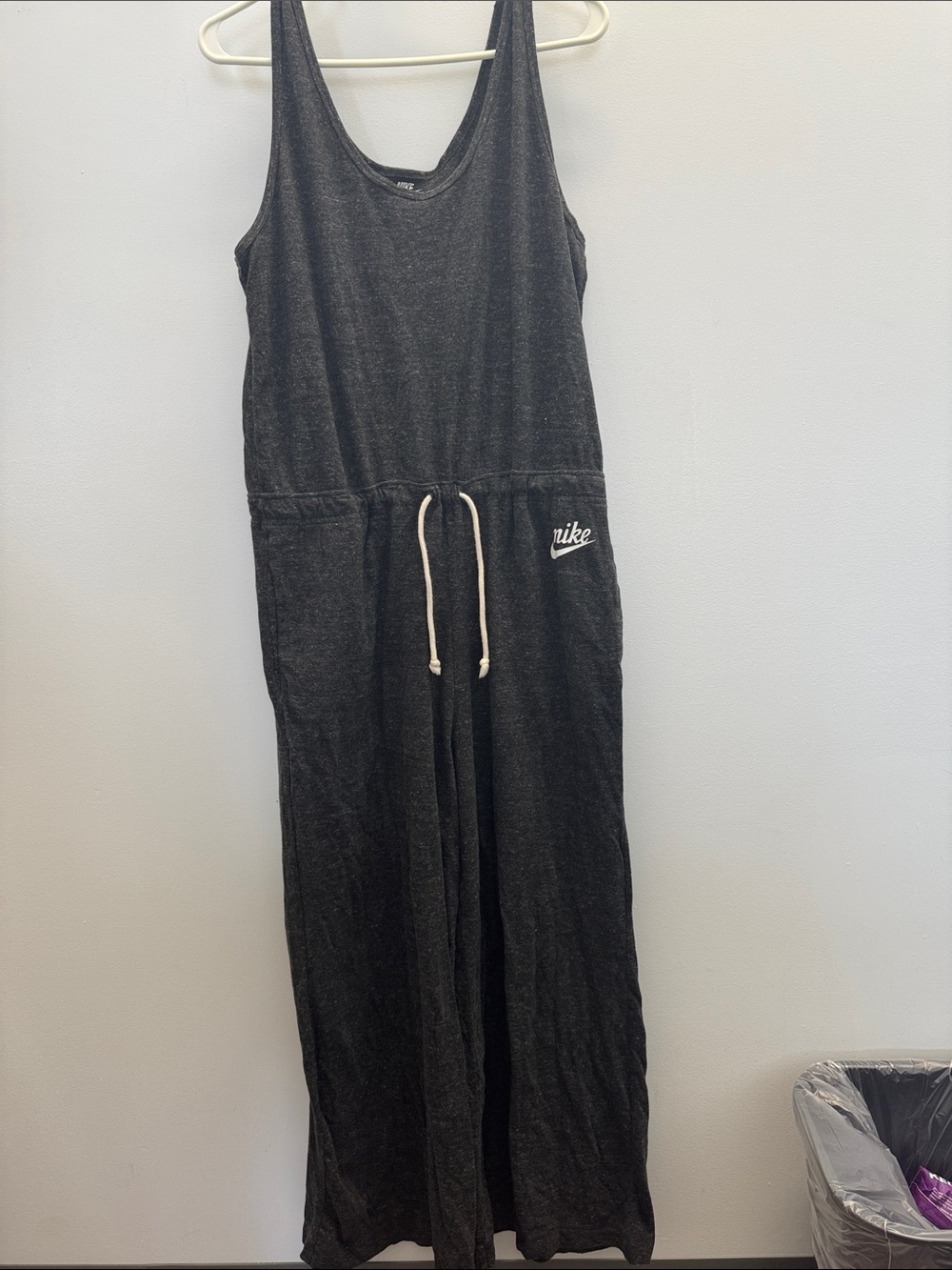 Nike Women’s Dark Grey Sleeveless One-Piece Jumper with Pockets and Drawstring